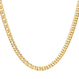 Classic golden titanium curb chain necklace with a square pendant for men streetwear style