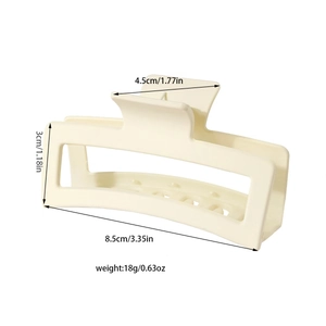 Matte beige rectangular hair claw clip with size measurements 8.5cm and 18g weight