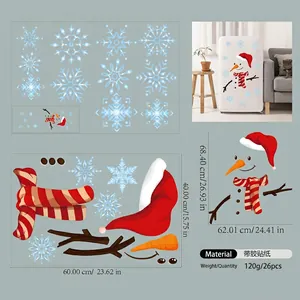 Detail showing 26-piece Christmas snowman wall stickers and dimensions for party decor