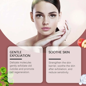 Detailed view of gentle exfoliating lotion showing hydrating ingredients and soothing benefits