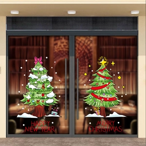 Stickers électrostatiques sapin de Noël pour décoration de vitrine et fenêtre festive