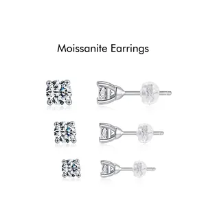 Orecchini A Lobo In Moissanite Con Taglio Brillante Rotondo E Perno In Argento Sterling 925 Gioielli Di Lusso Per Donna