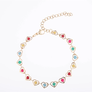 Bracelet À Breloques En Émail Coloré Cœur Papillon Acier Inoxydable Plaqué Or 18K Bijoux Réglables Pour Femmes Filles