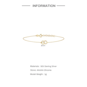 Detail of S925 sterling silver double ring bracelet with AAAAA zircon and specifications