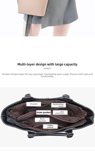 Detail view showing multi-layer internal structure and large capacity of the tote bag