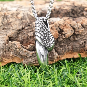 Gothic eagle claw pendant necklace with snake scale texture on stainless steel chain