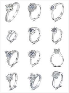 Collection de douze bagues classiques plaquées argent avec moissanite de styles variés