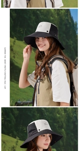 Detail of breathable mesh panels and wide brim on a quick-dry outdoor sun hat