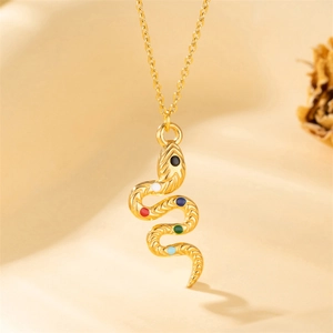 Snake Pendant Necklace Stainless Steel Colorful Gems Drip Oil Punk Hip Hop Fashion Jewelry For Women Trendy Neckpiece