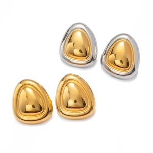 Polished geometric triangle earrings in gold and two-tone silver gold stainless steel