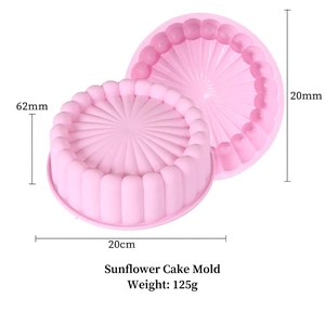 Pink sunflower silicone cake mold, 20cm diameter, flexible baking tool for mousse and bread