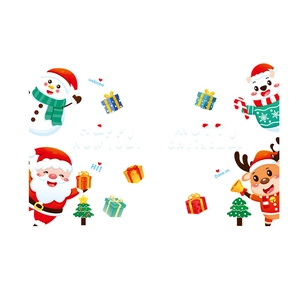 Cartoon Santa and Reindeer static window stickers for Christmas and New Year festive decor