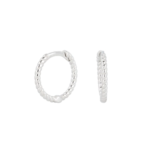 Polished silver twisted rope hoop earrings made of S925 sterling silver for women