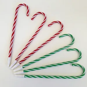 Christmas candy cane shaped ballpoint pens in festive red and green stripes, 6-pack set