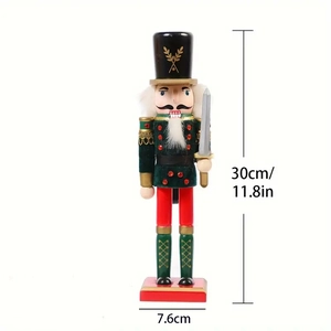 Detailed 30cm wooden nutcracker soldier ornament with height and width dimensions