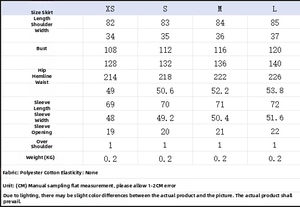 Tableau des tailles détaillé pour robe chemise à nouer de XS à L avec mesures en centimètres