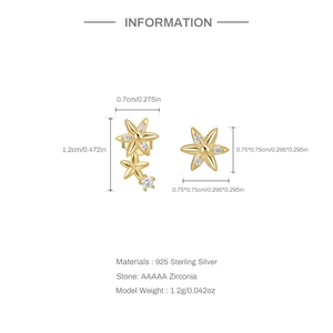 Detailed view of asymmetric 925 sterling silver flower earrings with AAAAA cubic zirconia
