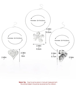 Spécifications de taille pour les pendentifs en alliage cœur et fleur et collier chaîne