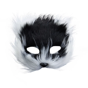 Halloween black and white plush fox mask for masquerade parties and cosplay events