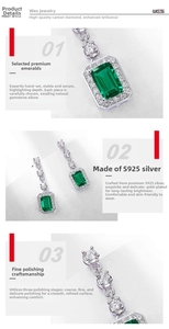 Macro detail of emerald drop earrings featuring S925 silver and meticulous hand-setting