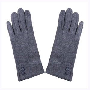 Winter thermal knit fleece gloves for women with touch screen design in dark grey