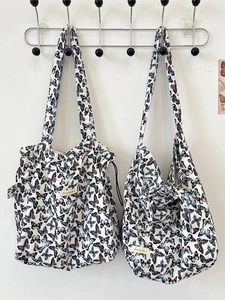 Butterfly Print Tote Bag Large Capacity Canvas Texture Underarm Shoulder Bag For Women Fashion Commuting Casual Vintage