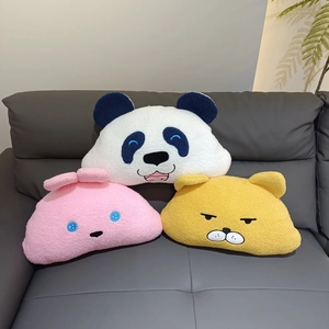 Cartoon Animal Plush Pillow Soft Granular Fleece Decorative Cushion For Sofa Bed Panda Rabbit Cat Embroidery Cute Home Decor