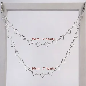 Catena a vita a forma di cuore d'argento e catena per pantaloni hip-hop da 35 e 50 cm