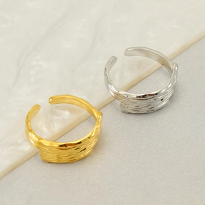 Adjustable open rings in gold and silver finish with unique lava texture design