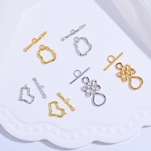 Fermoir OT Connecteur À Bascule Argent Sterling 925 Nœud Chinois Forme De Cœur Texture Martelée Pour Bijoux DIY