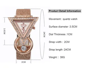 Detailed size specifications for women's quartz watch with 3.5cm surface and 2cm strap