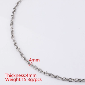 4mm silver stainless steel cross chain necklace for men and women, weight 15.3g per piece