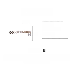 Detail showing dimensions and material specifications for pearl and enamel hair clip