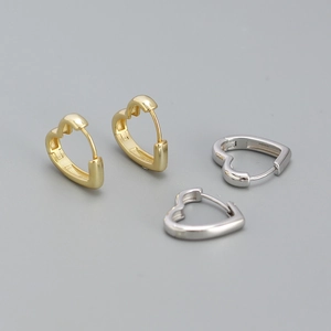 Heart Hoop Earrings 925 Sterling Silver Minimalist Smooth Huggie Earrings For Women Sweet Ins Style Jewelry