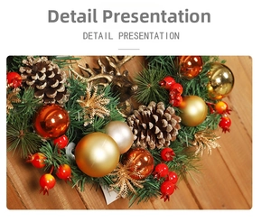 Detailed Christmas wreath featuring gold stag head, pine cones and festive ornaments