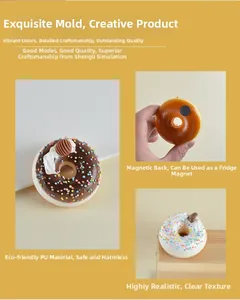 Realistischer Donut-Kühlschrankmagnet aus PU mit bunten Streuseln und Magnetrückseite