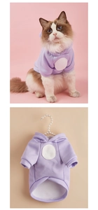 Detail of light purple pet hoodie featuring soft fleece fabric and ribbed cuffs for dogs