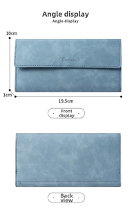Slim matte faux leather long wallet with Besines logo and 19.5cm dimensions