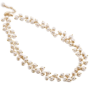 Elegant natural freshwater pearl necklace with gold chain and starburst vine design