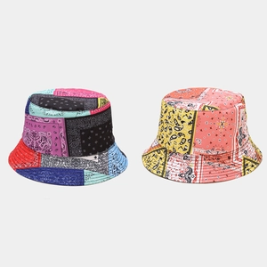 Dual-sided Bandana print bucket hat for sun protection in classic colorful patchwork styles