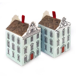European Style House Shape Gift Box Cardboard Cartoon Villa Candy Box With Ribbon For Wedding Party Baking Packaging