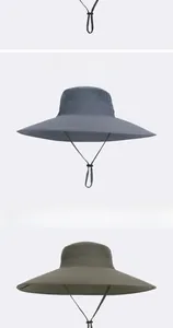 Détail d'un chapeau de soleil à bord large avec filet d'aération et mentonnière