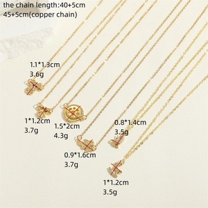 Golden titanium steel chain necklace with bear and butterfly cubic zirconia charms