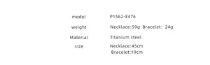 Close-up of titanium steel Cuban chain set with specific dimensions and weight details