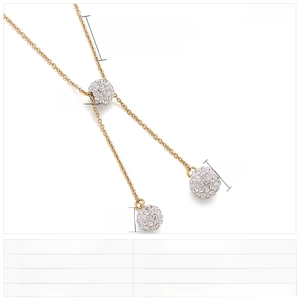 Detail showing paved crystal ball pendants on a 450mm stainless steel necklace