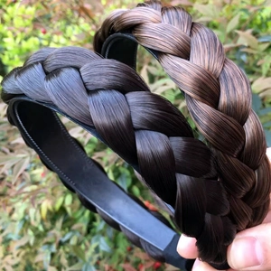 Braided Wig Headband Synthetic Hair Thickened Non-slip With Teeth Fashionable Hair Hoop For Women