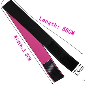 Detail showing dimensions 58x3.5cm of the black and pink elastic wig grip headband