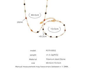 Detailed size chart for handmade beaded titanium steel necklace and bracelet set