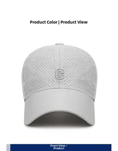 Dettaglio del ricamo della lettera C su berretto da baseball in mesh grigio