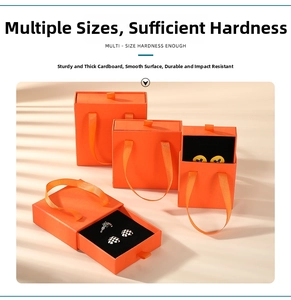 Multi-size orange jewelry drawer boxes with protective black velvet inserts for storage